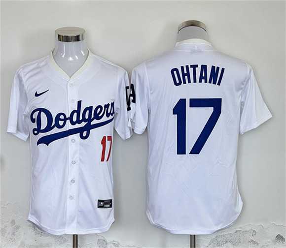Men%27s Los Angeles Dodgers #17 Shohei Ohtani White Home Limited Stitched Jersey->los angeles dodgers->MLB Jersey