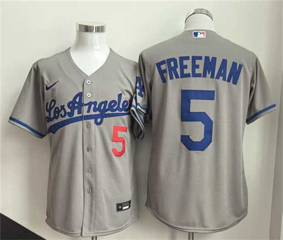 Men%27s Los Angeles Dodgers #5 Freddie Freeman Gray Cool Base Stitched Jersey->los angeles dodgers->MLB Jersey