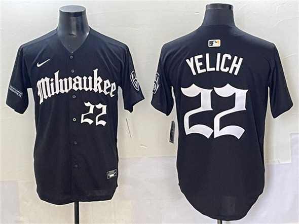 Men%27s Milwaukee Brewers #22 Christian Yelich Black %27Gothic 414 Shadows Edition%27 Vapor Premier Limited Stitched Jersey->milwaukee brewers->MLB Jersey