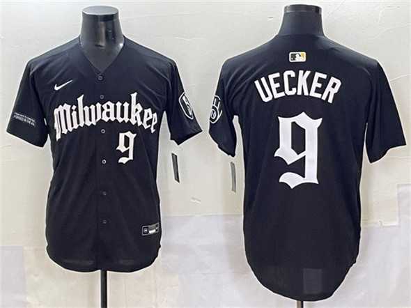 Men%27s Milwaukee Brewers #9 Bob Uecker Black %27Gothic 414 Shadows Edition%27 Vapor Premier Limited Stitched Jersey->miami marlins->MLB Jersey