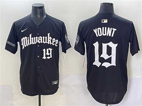 Men%27s Milwaukee Brewers #19 Robin Yount Black %27Gothic 414 Shadows Edition%27 Vapor Premier Limited Stitched Jersey->milwaukee brewers->MLB Jersey