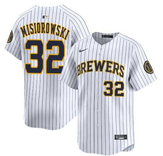 Mens Milwaukee Brewers #32 Jacob Misiorowski White Alternate Limited Stitched Baseball Jersey Dzhi->milwaukee brewers->MLB Jersey