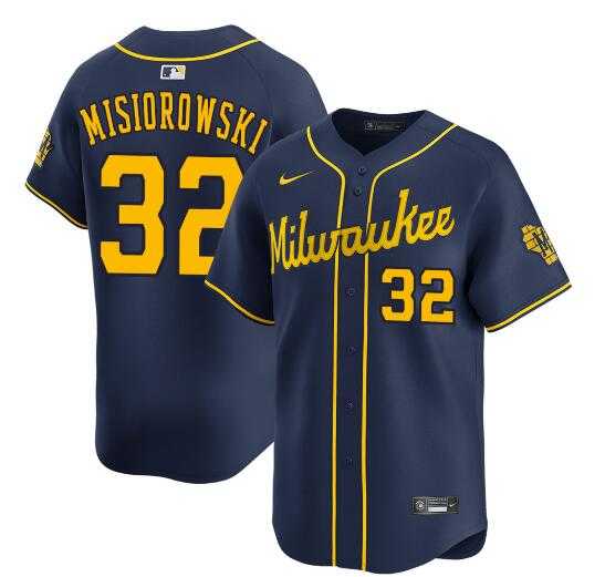 Men%27s Milwaukee Brewers #32 Jacob Misiorowski Navy Alternate Limited Stitched Baseball Jersey Dzhi->milwaukee brewers->MLB Jersey