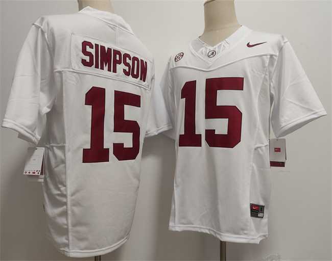 Mens Alabama Crimson Tide #15 Ty Simpson White F.U.S.E. Stitched Football Jersey->alabama crimson tide->NCAA Jersey