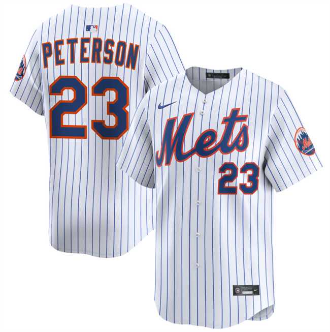 Men%27s New York Mets #23 David Peterson White 2025 Home Limited Stitched Baseball Jersey Dzhi->new york mets->MLB Jersey