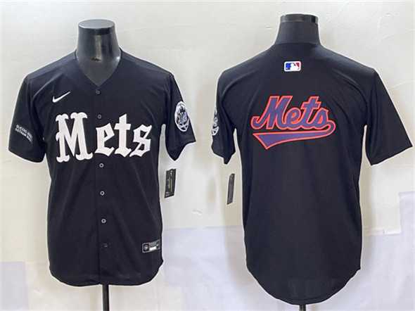 Men%27s New York Mets Team Big Logo Black %27Gotham Gothic Edition%27 Vapor Premier Limited Stitched Baseball Jersey->new york yankees->MLB Jersey