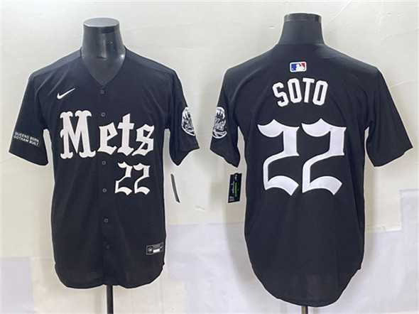 Men%27s New York Mets #22 Juan Soto Black %27Gotham Gothic Edition%27 Vapor Premier Limited Stitched Baseball Jersey->new york mets->MLB Jersey