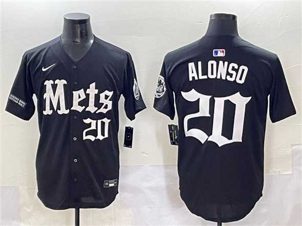 Men%27s New York Mets #20 Pete Alonso Black %27Gotham Gothic Edition%27 Vapor Premier Limited Stitched Baseball Jersey->new york mets->MLB Jersey
