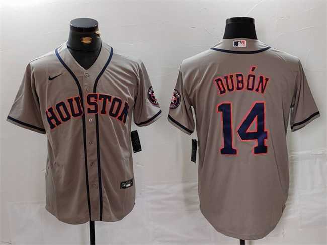 Men%27s Houston Astros #14 Mauricio Dubon Grey Cool Base Stitched Jersey->customized nba jersey->Custom Jersey