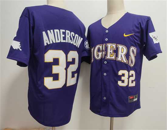 Mens LSU Tigers #32 Kade Anderson Purple 2025 Stitched Baseball Jersey->lsu tigers->NCAA Jersey