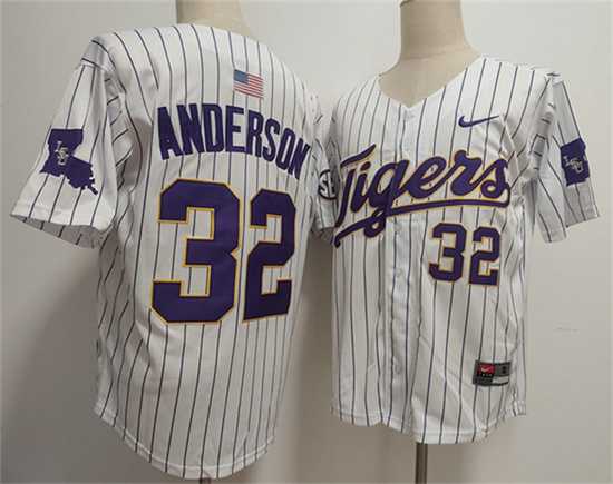 Mens LSU Tigers #32 Kade Anderson White 2025 Stitched Baseball Jersey->lsu tigers->NCAA Jersey