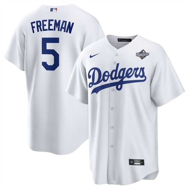 Men%27s Los Angeles Dodgers #5 Freddie Freeman White 2025 World Series Home Cool Base Stitched Jersey Dzhi->los angeles dodgers->MLB Jersey