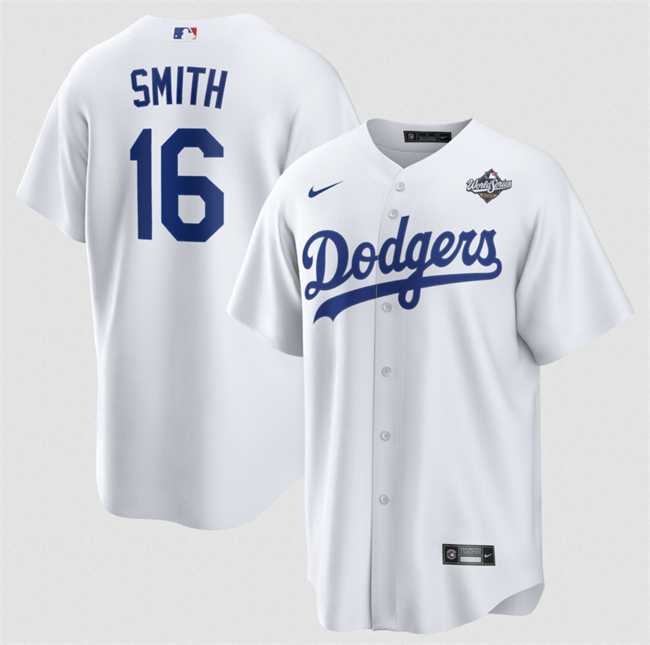 Men%27s Los Angeles Dodgers #16 Will Smith White 2025 World Series Home Cool Base Stitched Jersey Dzhi->los angeles dodgers->MLB Jersey
