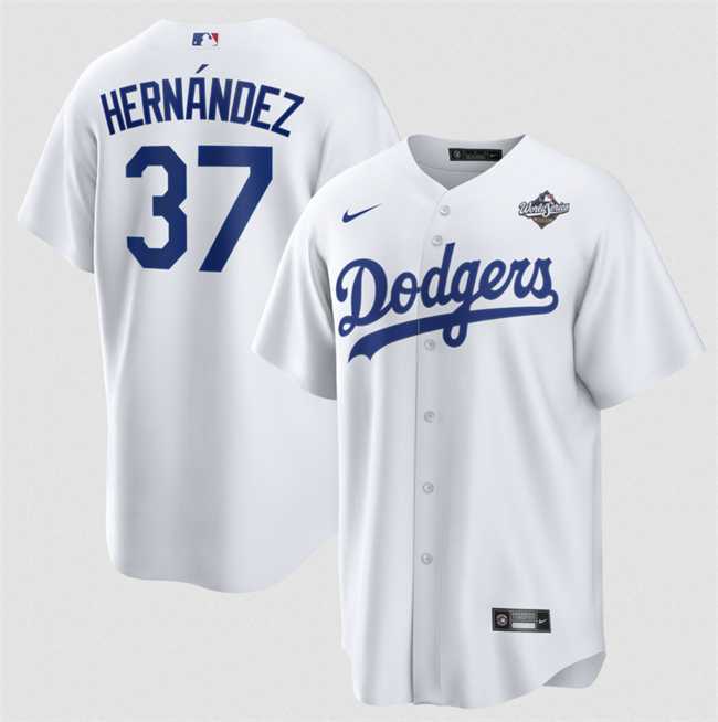 Men%27s Los Angeles Dodgers #37 Teoscar Hernandez White 2025 World Series Home Cool Base Stitched Jersey Dzhi->los angeles dodgers->MLB Jersey