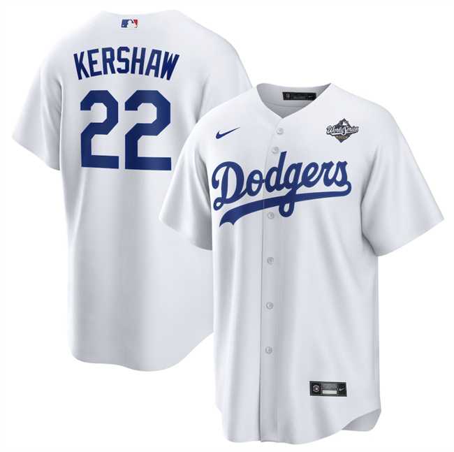 Men%27s Los Angeles Dodgers #22 Clayton Kershaw White 2025 World Series Home Cool Base Stitched Jersey Dzhi->los angeles dodgers->MLB Jersey