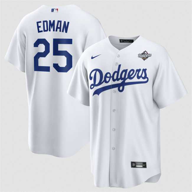 Men%27s Los Angeles Dodgers #25 Tommy Edman White 2025 World Series Home Cool Base Stitched Jersey Dzhi->los angeles dodgers->MLB Jersey