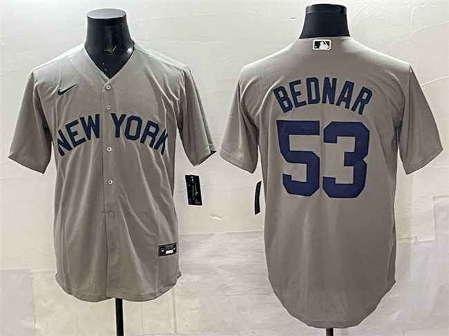 Men%27s New York Yankees #53 David Bednar Grey Stitched Jersey->new york yankees->MLB Jersey