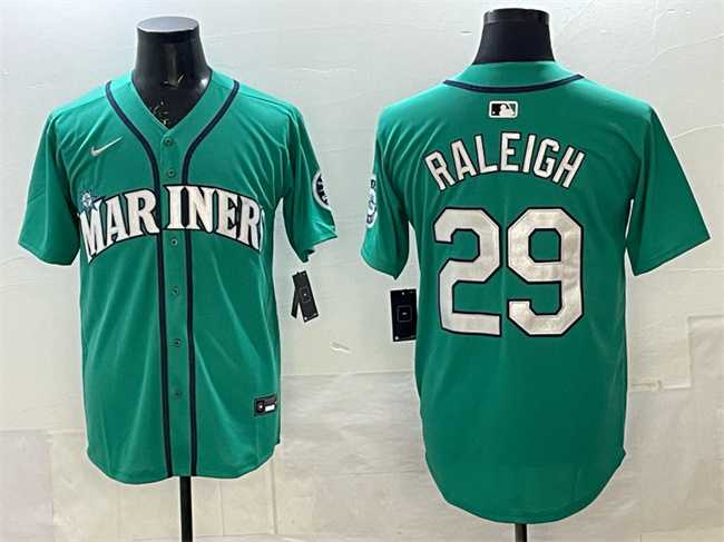 Men%27s Seattle Mariners #29 Cal Raleigh Aqua Limited Stitched jersey->seattle mariners->MLB Jersey