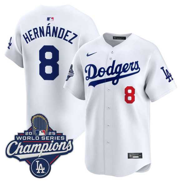 Men%27s Los Angeles Dodgers #8 Enrique Hernandez White 2025 Champions Stitched Jersey->los angeles dodgers->MLB Jersey