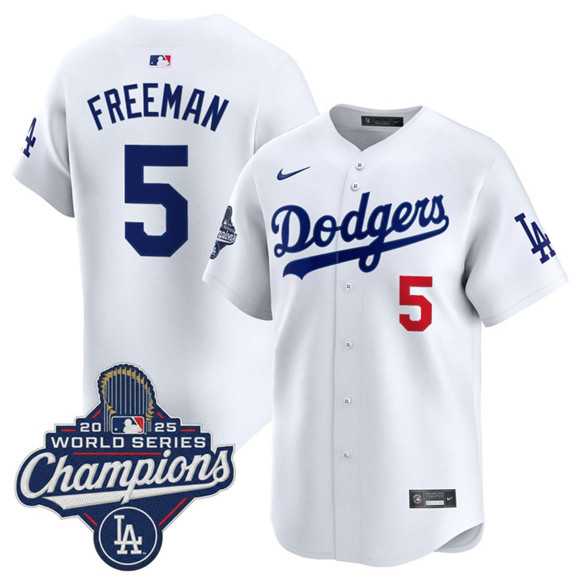 Men%27s Los Angeles Dodgers #5 Freddie Freeman White 2025 Champions Stitched Jersey->los angeles dodgers->MLB Jersey