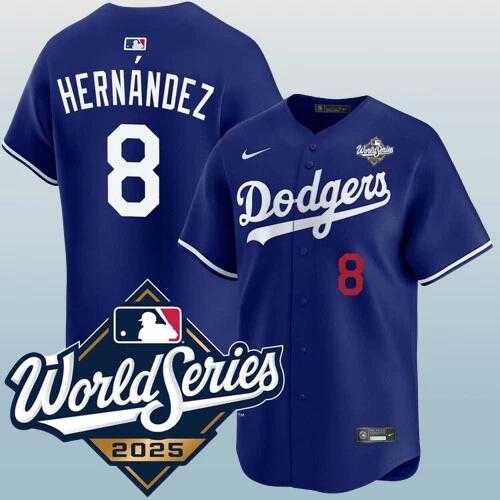 Men%27s Los Angeles Dodgers #8 Enrique Hernandez Blue 2025 World Series Vapor Limited Stitched Jersey->los angeles dodgers->MLB Jersey