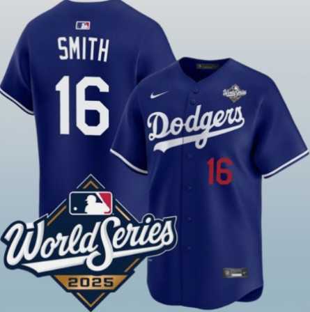 Men%27s Los Angeles Dodgers #16 Will Smith Royal 2025 World Series Limited Stitched Jersey->los angeles dodgers->MLB Jersey