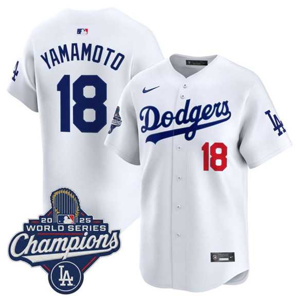 Men%27s Los Angeles Dodgers #18 Yoshinobu Yamamoto White 2025 Champions Stitched Jersey->los angeles dodgers->MLB Jersey