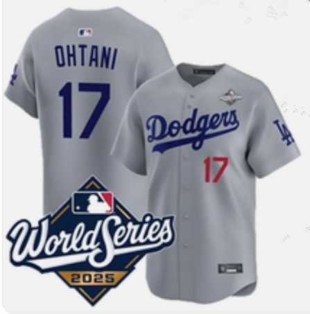 Men%27s Los Angeles Dodgers #17 Shohei Ohtani Gray 2025 World Series Limited Stitched Jersey->los angeles dodgers->MLB Jersey