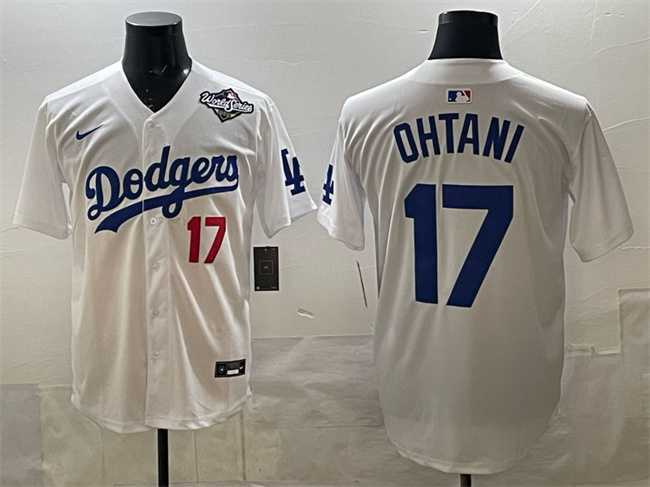 Men%27s Los Angeles Dodgers #17 Shohei Ohtani White 2025 World Series Home Limited Stitched Jersey->los angeles dodgers->MLB Jersey
