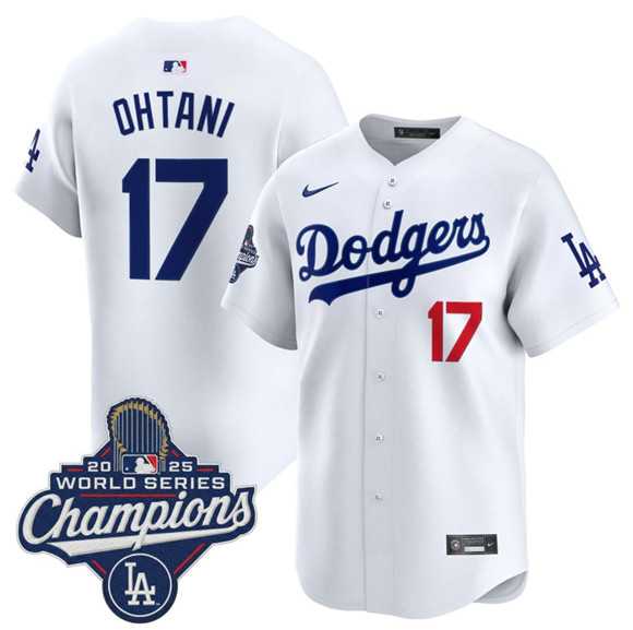 Men%27s Los Angeles Dodgers #17 Shohei Ohtani White 2025 Champions Stitched Jersey->los angeles dodgers->MLB Jersey