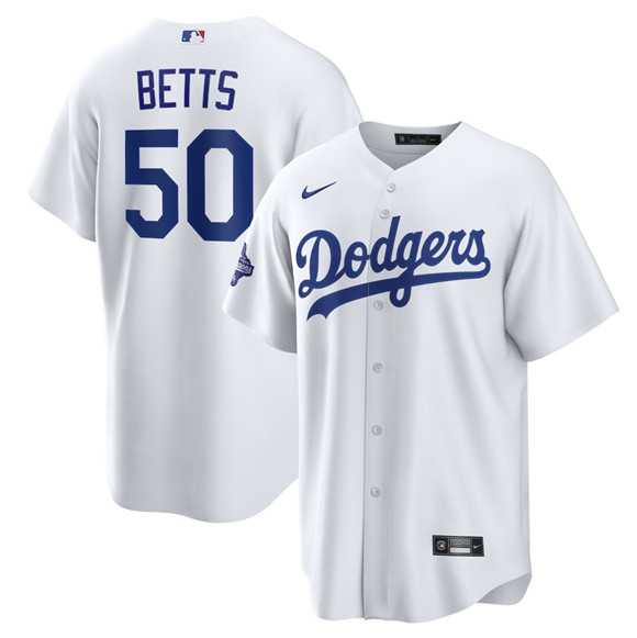 Men%27s Los Angeles Dodgers #50 Mookie Betts White 2025 World Series Champions Stitched Jersey->los angeles dodgers->MLB Jersey
