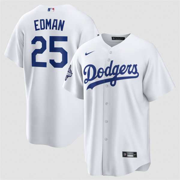 Men%27s Los Angeles Dodgers #25 Tommy Edman White 2025 World Series Champions Home Cool Base Stitched Jersey->los angeles dodgers->MLB Jersey