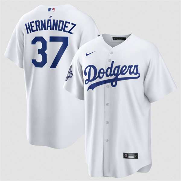 Men%27s Los Angeles Dodgers #37 Teoscar Hernandez White 2025 World Series Champions Stitched Jersey->los angeles dodgers->MLB Jersey