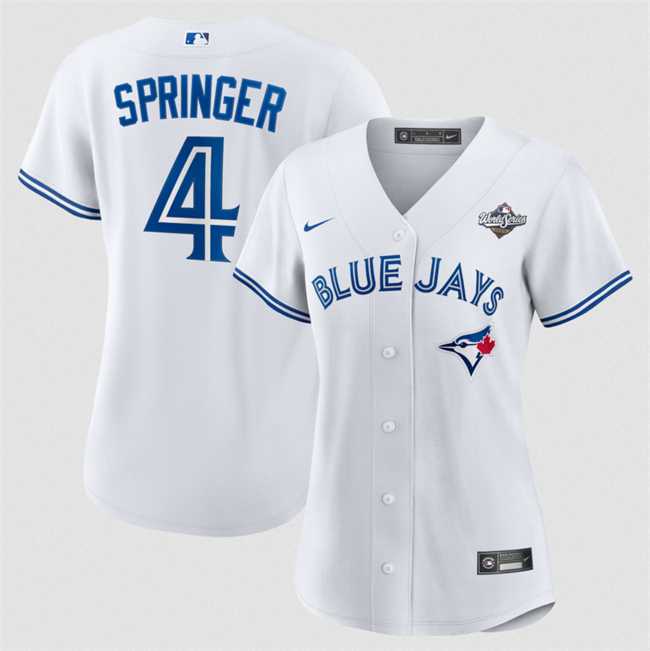 Women%27s Toronto Blue Jays #4 George Springer White 2025 World Series Home Cool Base Stitched Jersey Dzhi->mlb womens jerseys->MLB Jersey
