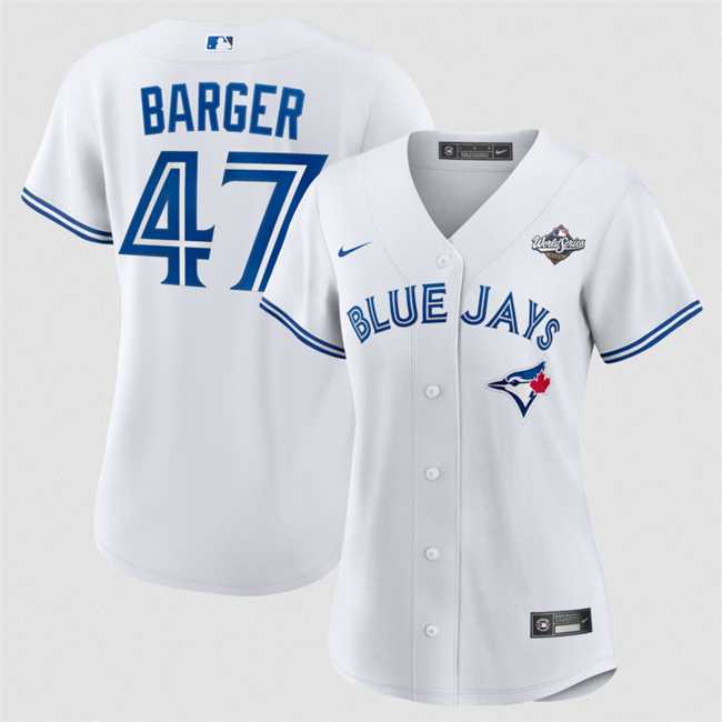 Women%27s Toronto Blue Jays #47 Addison Barger White 2025 World Series Home Cool Base Stitched Jersey Dzhi->nba shorts->NBA Jersey