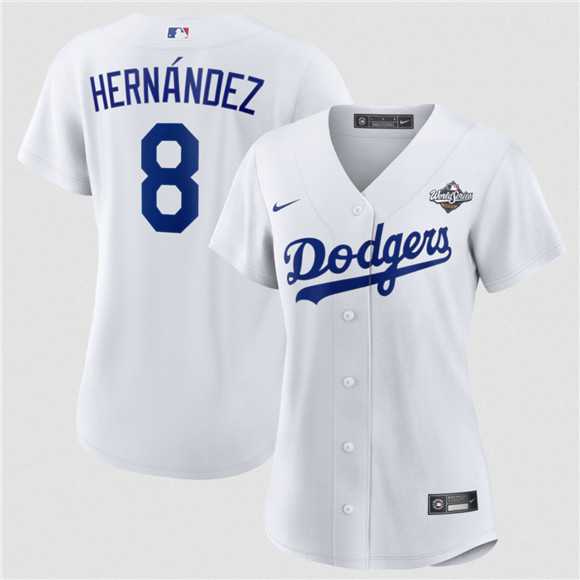 Women%27s Los Angeles Dodgers #8 Enrique Hernandez White 2025 World Series Home Cool Base Stitched Jersey Dzhi->toronto blue jays->MLB Jersey