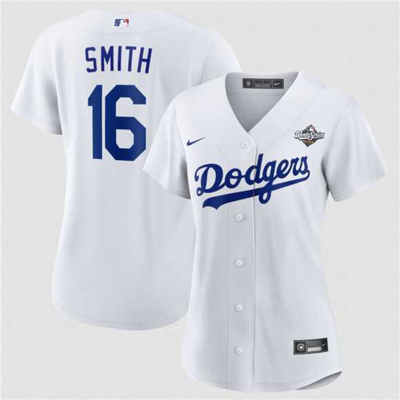 Women%27s Los Angeles Dodgers #16 Will Smith White 2025 World Series Home Cool Base Stitched Jersey Dzhi->mlb womens jerseys->MLB Jersey