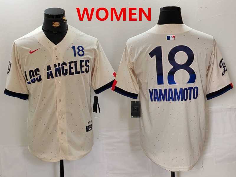 Women%27s los angeles dodgers #18 yoshinobu yamamoto cream 2024 city connect limited jersey->mlb womens jerseys->MLB Jersey