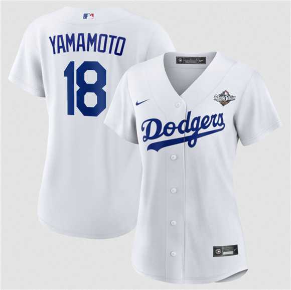 Women%27s Los Angeles Dodgers #18 Yoshinobu Yamamoto White 2025 World Series Home Cool Base Stitched Jersey Dzhi->mlb womens jerseys->MLB Jersey