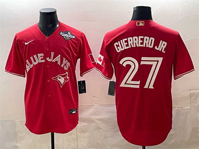 Mens Toronto Blue Jays #27 Vladimir Guerrero Jr. Red 2025 World Series Cool Base Stitched Jersey->toronto blue jays->MLB Jersey