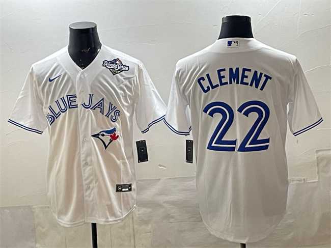 Mens Toronto Blue Jays #22 Ernie Clement White 2025 World Series Home Cool Base Stitched Jersey->toronto blue jays->MLB Jersey