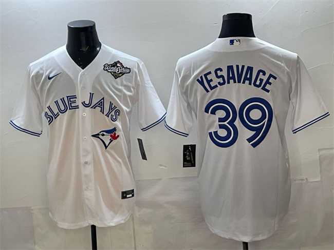 Mens Toronto Blue Jays #39 Trey Yesavage White 2025 World Series Home Cool Base Stitched Jersey->toronto blue jays->MLB Jersey