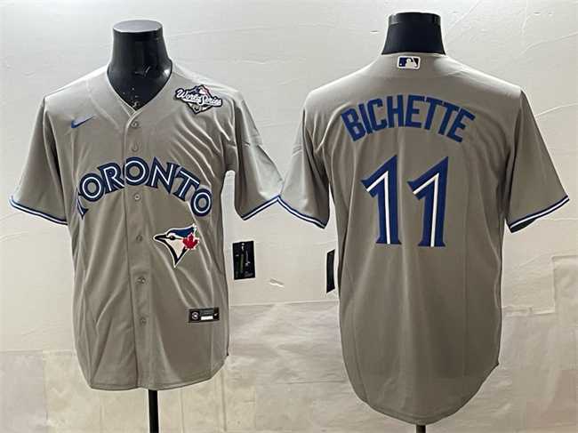 Mens Toronto Blue Jays #11 Bo Bichette Gray 2025 World Series Home Cool Base Stitched Jersey->toronto blue jays->MLB Jersey