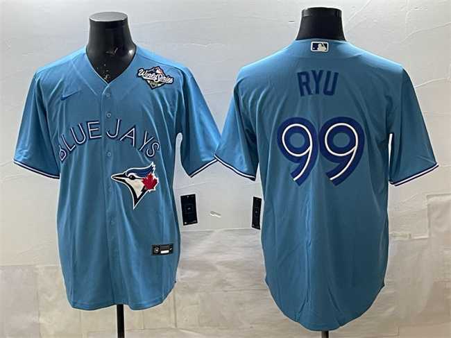 Mens Toronto Blue Jays #99 Hyun-jin Ryu Blue 2025 World Series Cool Base Stitched Jersey->toronto blue jays->MLB Jersey