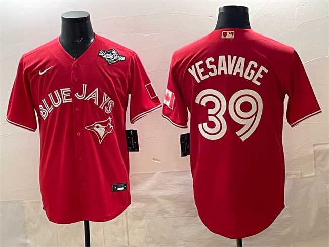 Mens Toronto Blue Jays #39 Trey Yesavage Red 2025 World Series Cool Base Stitched Jersey->toronto blue jays->MLB Jersey