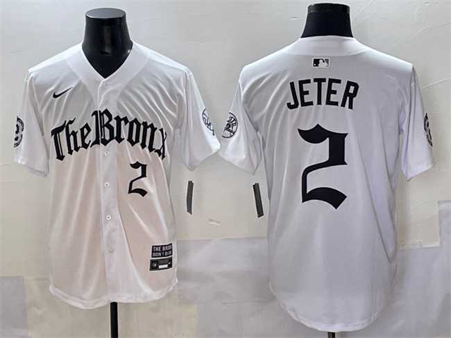 Mens New York Yankees #2 Derek Jeter White Gothic Legacy Edition Vapor Premier Limited Stitched Baseball Jersey->new york yankees->MLB Jersey