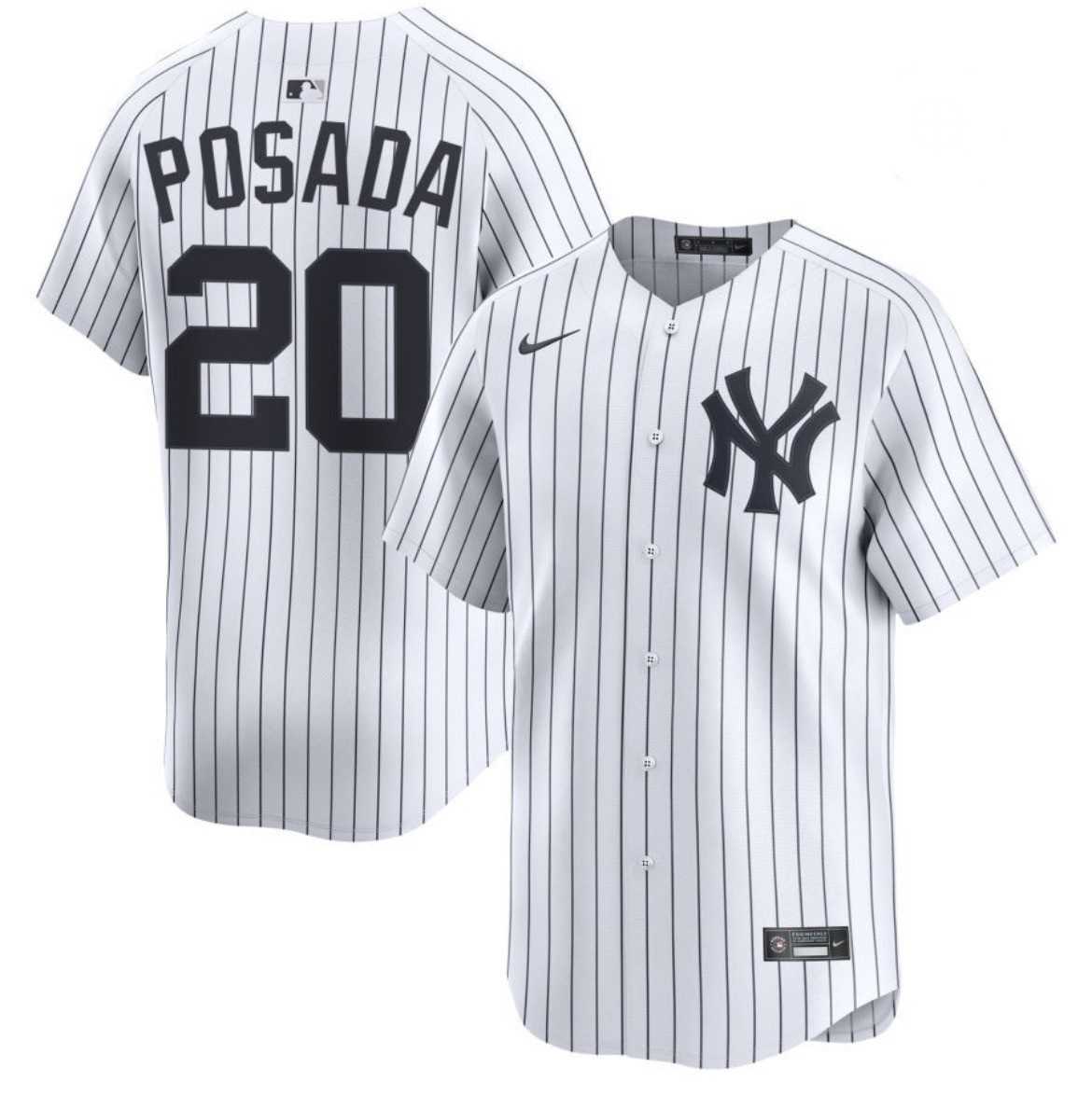 Mens New York Yankees #20 Jorge Posada White Cool Base Stitched Baseball Jersey Dzhi->new york yankees->MLB Jersey