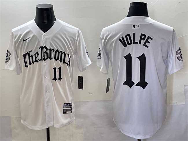 Mens New York Yankees #11 Anthony Volpe White Gothic Legacy Edition Vapor Premier Limited Stitched Baseball Jersey->new york yankees->MLB Jersey