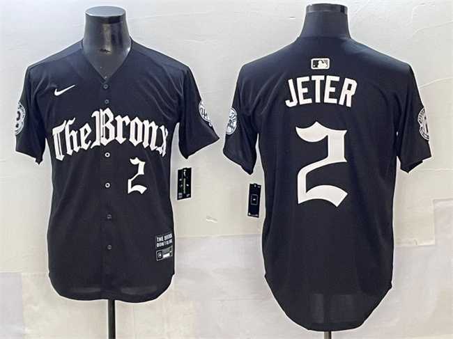 Mens New York Yankees #2 Derek Jeter Black Gothic Legacy Edition Vapor Premier Limited Stitched Baseball Jersey->new york yankees->MLB Jersey