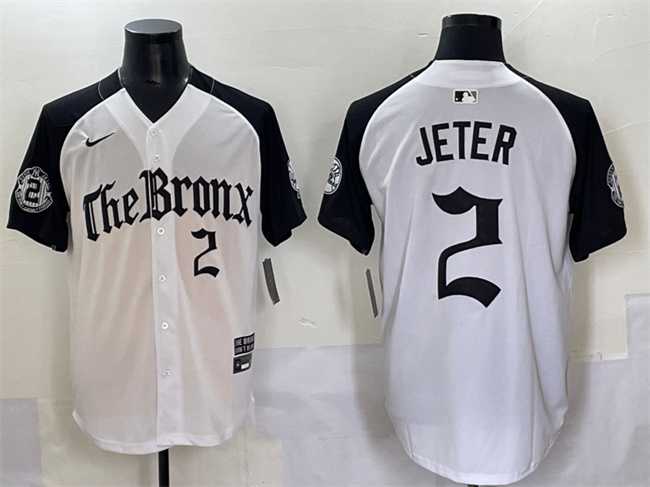 Mens New York Yankees #2 Derek Jeter White Black Gothic Legacy Edition Vapor Premier Limited Stitched Baseball Jersey->new york yankees->MLB Jersey
